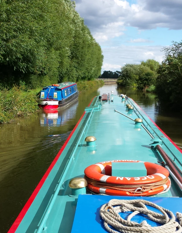 View from the Helm of one of our canal boats during a hire