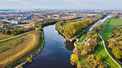 An aerial view of the Aire and Calder Navigation