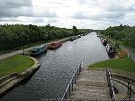 Lots of boats moored of straight section of navigation at stanley ferry