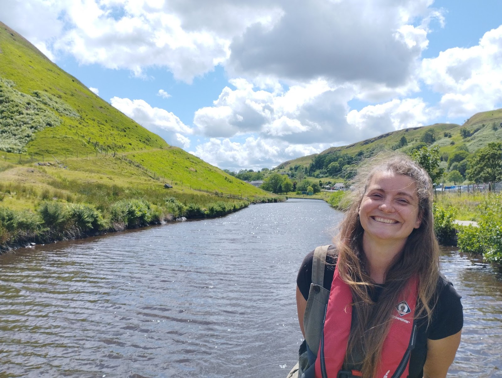 Sabrina on the summit of the Rochdale canal